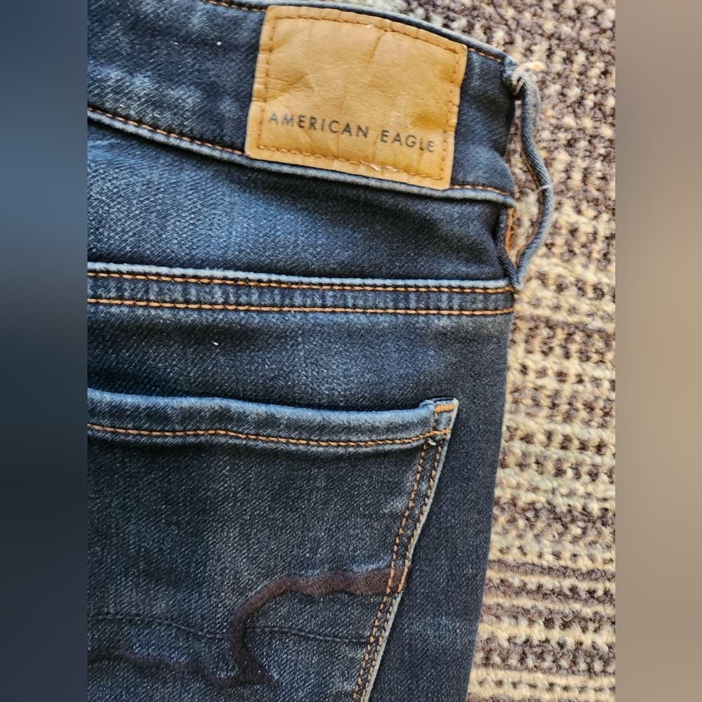 American Eagle Mid Rise Stretch Jegging Long Skinny Fit Dark Denim Jeans - Thumbnail 12