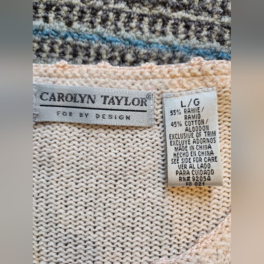 Vintage Carolyn Taylor Soft Pink Emroidered Beaded Floral 90s Sweater - Thumbnail 3