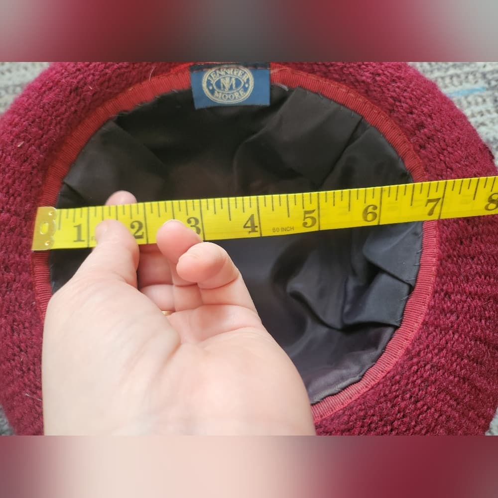 Vintage Jennifer Moore Ruby Red Upturn Brim 20s Style Hat - Thumbnail 3