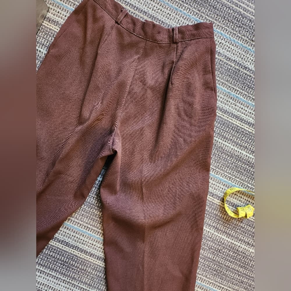 Vintage 90s Brown Tapered High Waist Trousers - Thumbnail 9