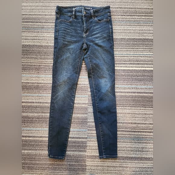 American Eagle Mid Rise Stretch Jegging Long Skinny Fit Dark Denim Jeans - Thumbnail 17