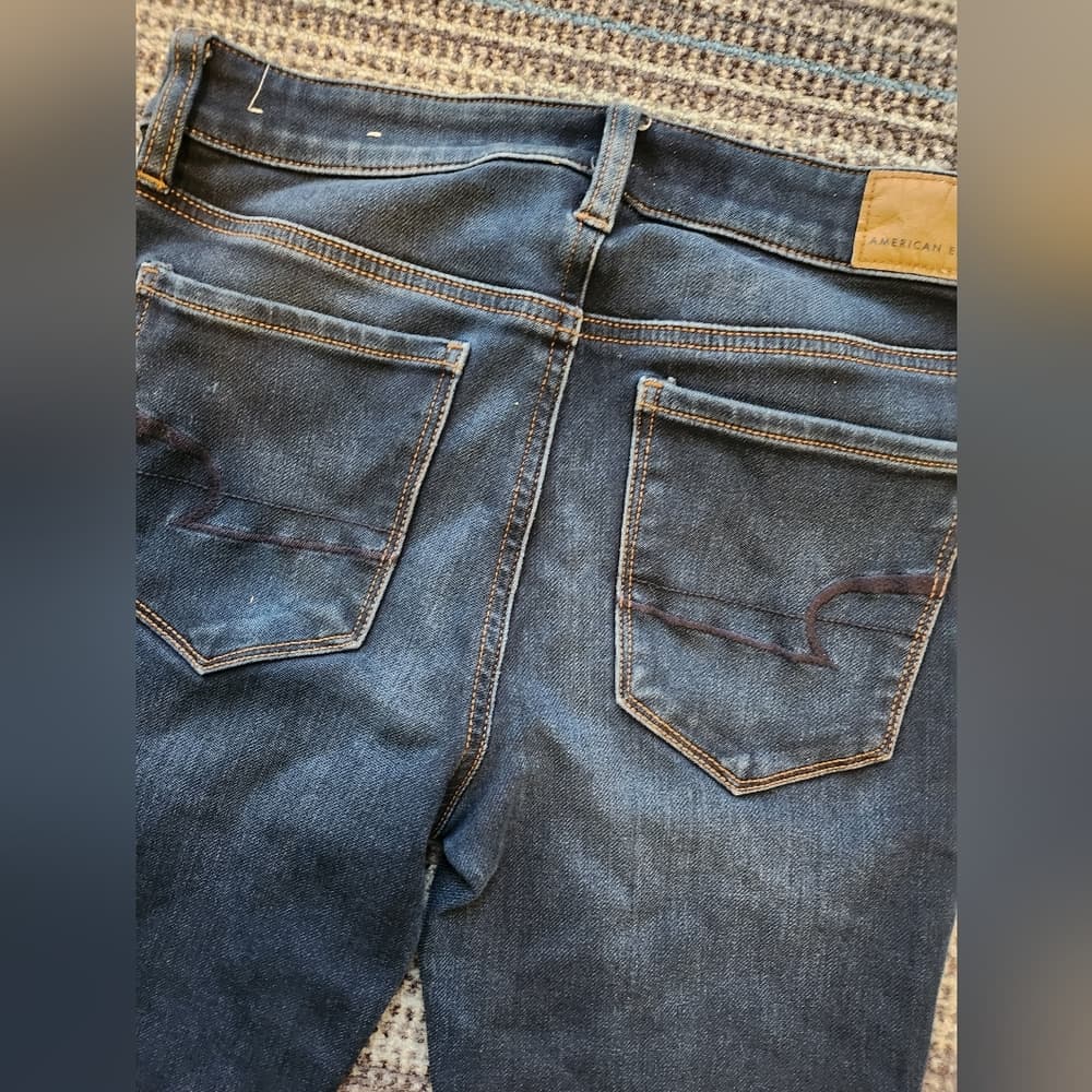 American Eagle Mid Rise Stretch Jegging Long Skinny Fit Dark Denim Jeans - Thumbnail 11