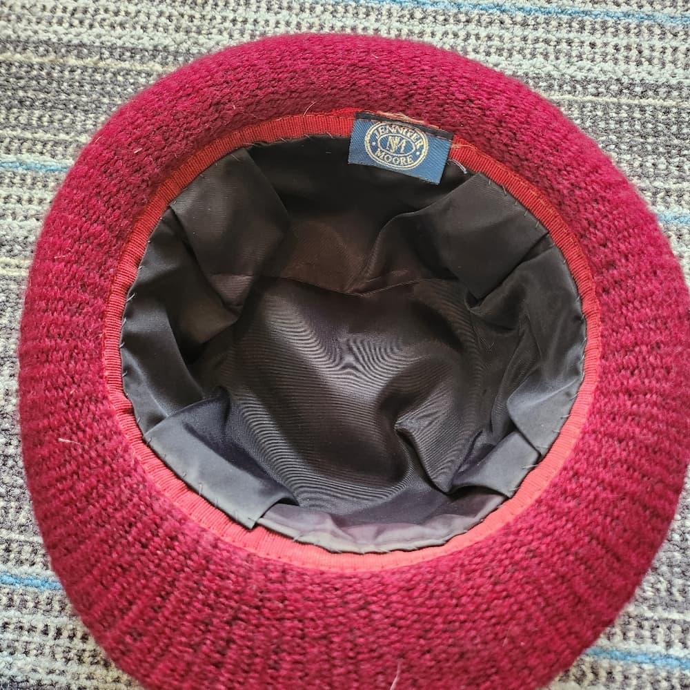Vintage Jennifer Moore Ruby Red Upturn Brim 20s Style Hat - Thumbnail 2