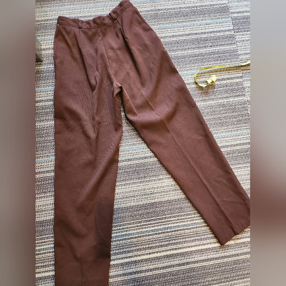 Vintage 90s Brown Tapered High Waist Trousers - Thumbnail 7