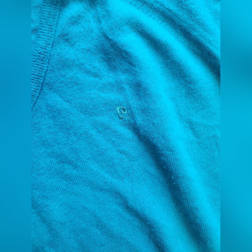 Vintage Pierre Cardin Teal Soft V Neck Pullover Sweater - Thumbnail 2