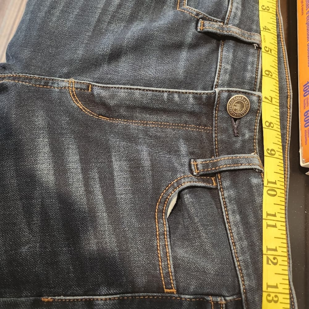 American Eagle Mid Rise Stretch Jegging Long Skinny Fit Dark Denim Jeans - Thumbnail 14