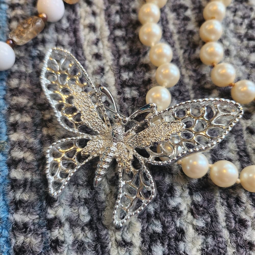 Vintage Silver Tone Sarah Coventry Butterfly Brooch Stamped
