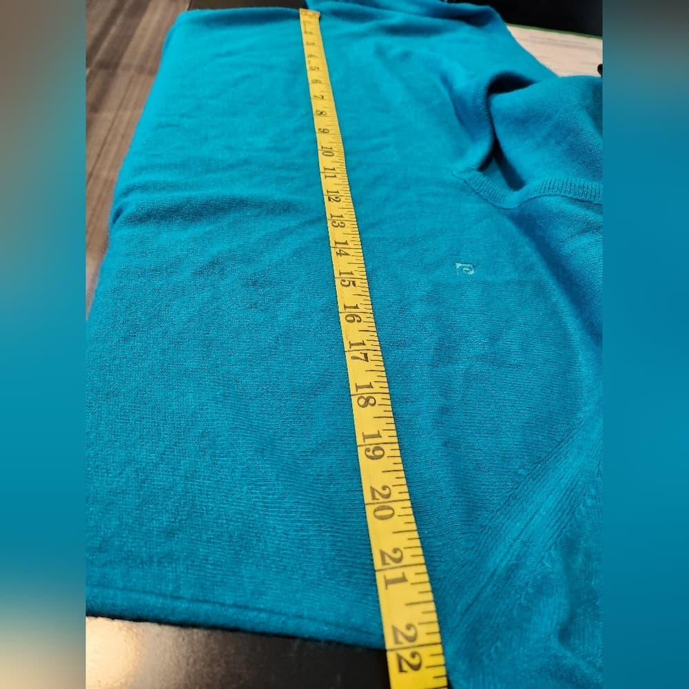 Vintage Pierre Cardin Teal Soft V Neck Pullover Sweater - Thumbnail 5