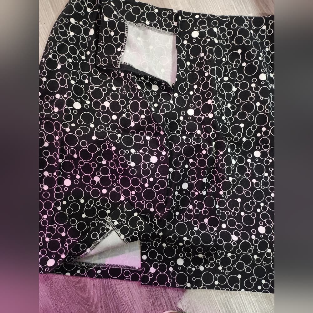 Y2K Briggs Black and White Circle Pattern A Line Skirt USA Made - Thumbnail 8