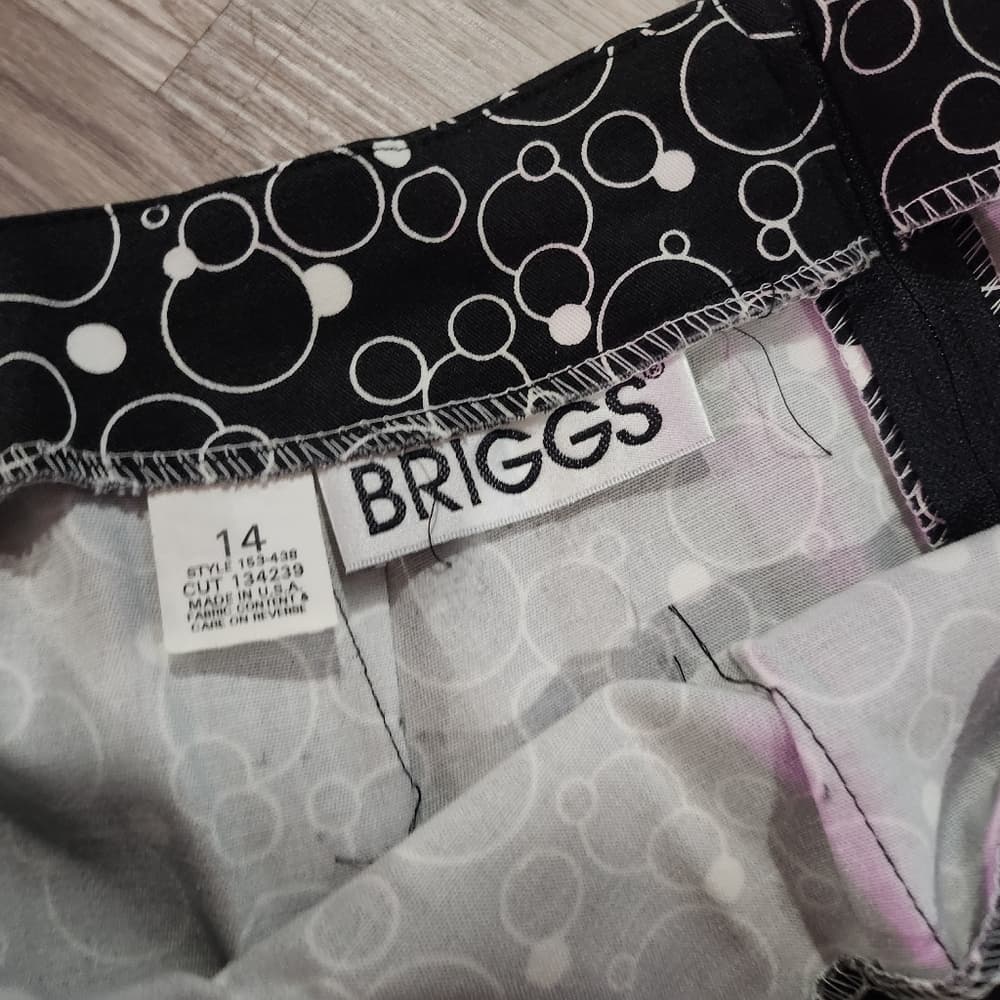 Y2K Briggs Black and White Circle Pattern A Line Skirt USA Made - Thumbnail 3
