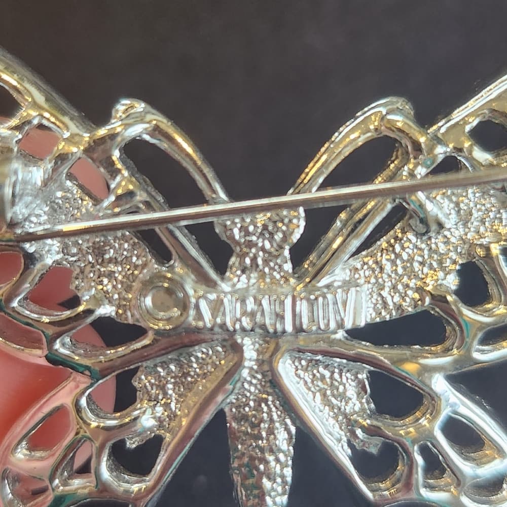Vintage Silver Tone Sarah Coventry Butterfly Brooch Stamped - Thumbnail 5