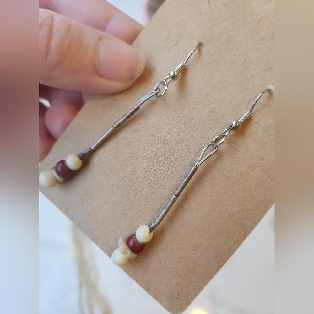 Two Pair Purple And Silver Beaded Pearl And Shell Earring Bundle - Thumbnail 3