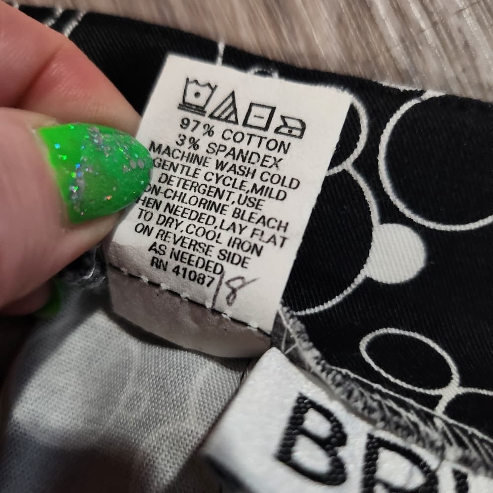 Y2K Briggs Black and White Circle Pattern A Line Skirt USA Made - Thumbnail 5