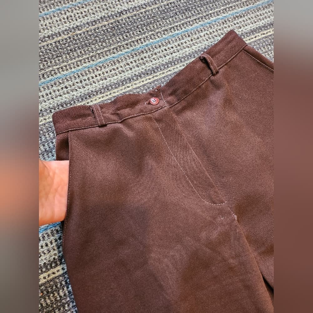 Vintage 90s Brown Tapered High Waist Trousers - Thumbnail 2