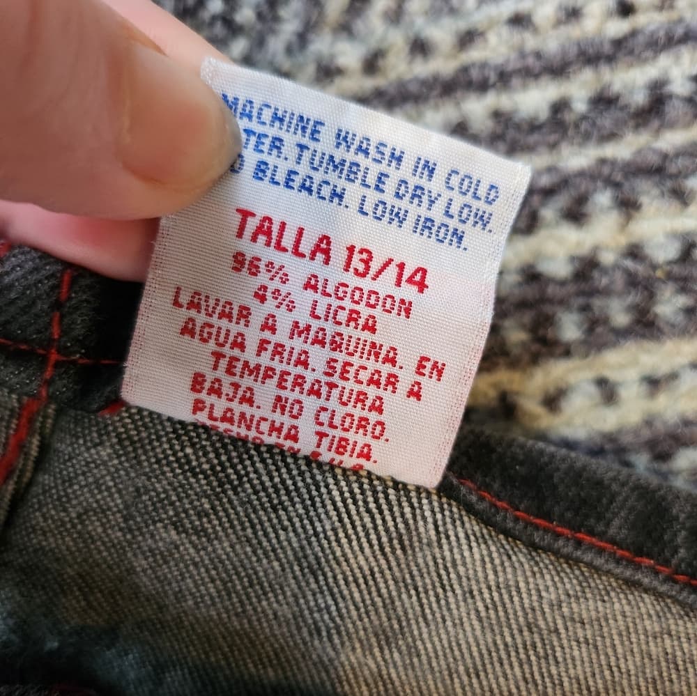 Y2K Watch L.A. Flare Jeans Stone Wash Gray With Red Stitch - Thumbnail 4