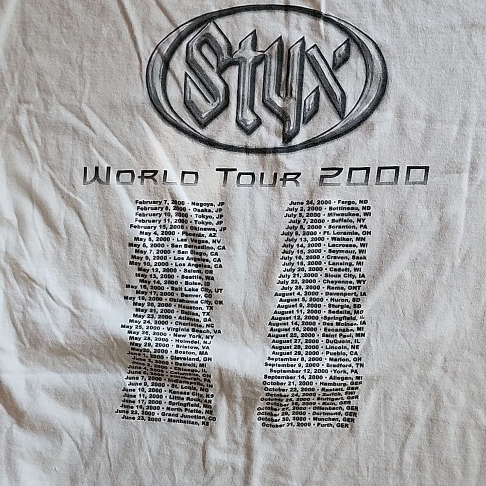 Styx 2000 World Tour White Band Concert Tee Large Unisex - Thumbnail 3