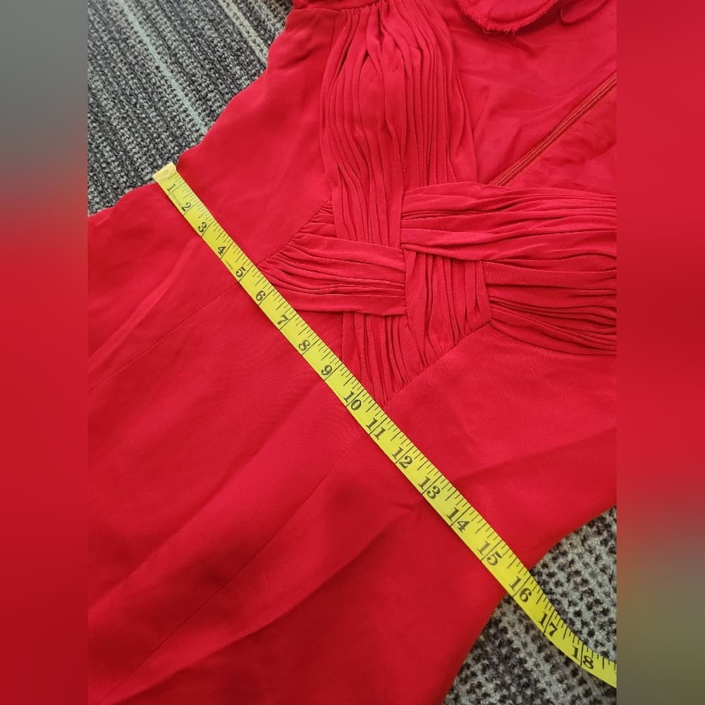 Vintage Niteline Red Silk Evening Formal Long Sleeve Cocktail Dress - Thumbnail 14