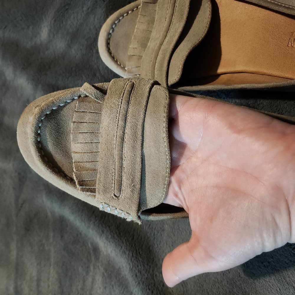 Reaction Kenneth Cole Grey Suede Leather Loafers with Fringe Detail Bare-ing - Thumbnail 5