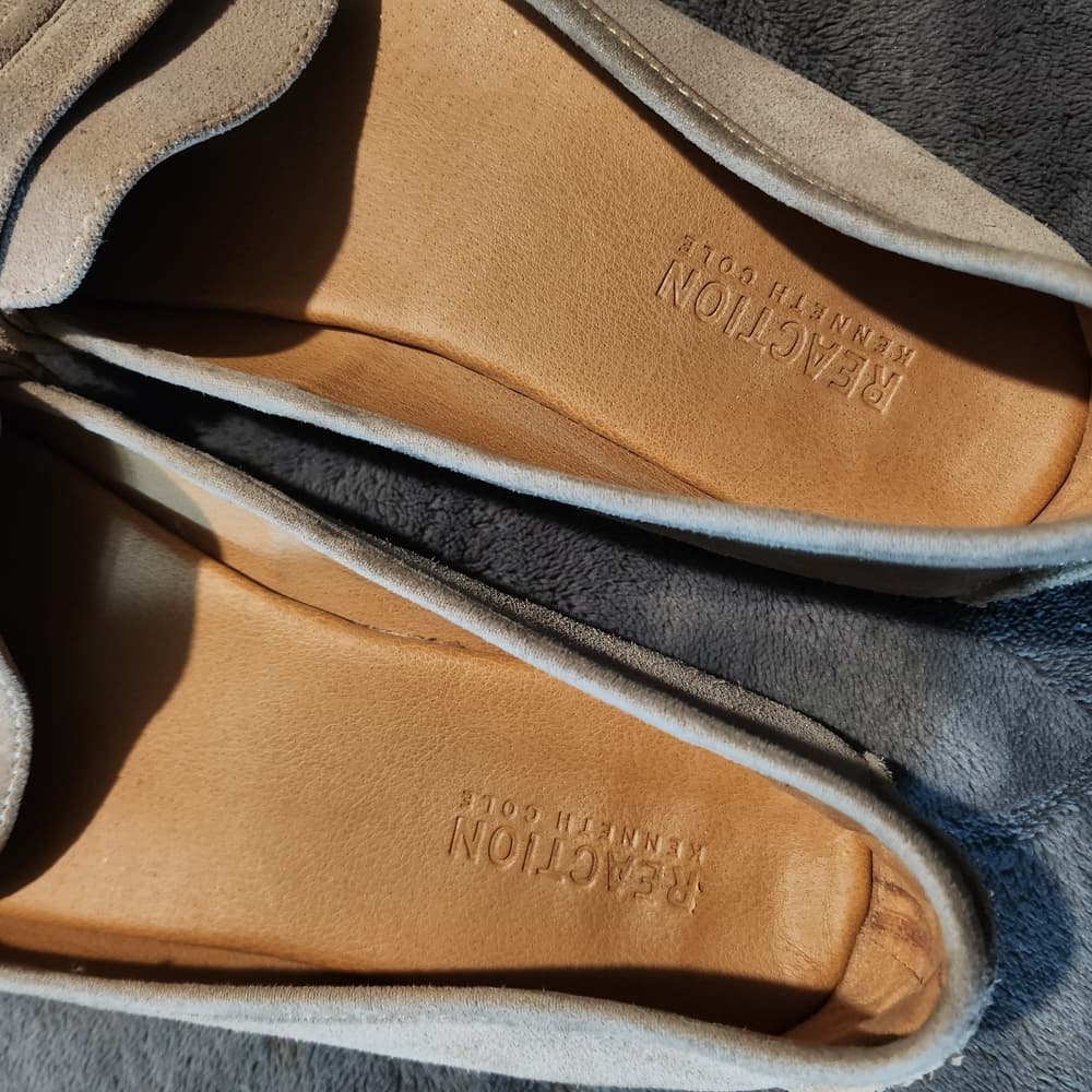 Reaction Kenneth Cole Grey Suede Leather Loafers with Fringe Detail Bare-ing - Thumbnail 6