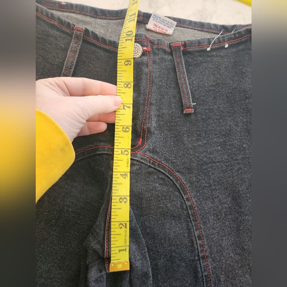 Y2K Watch L.A. Flare Jeans Stone Wash Gray With Red Stitch - Thumbnail 10