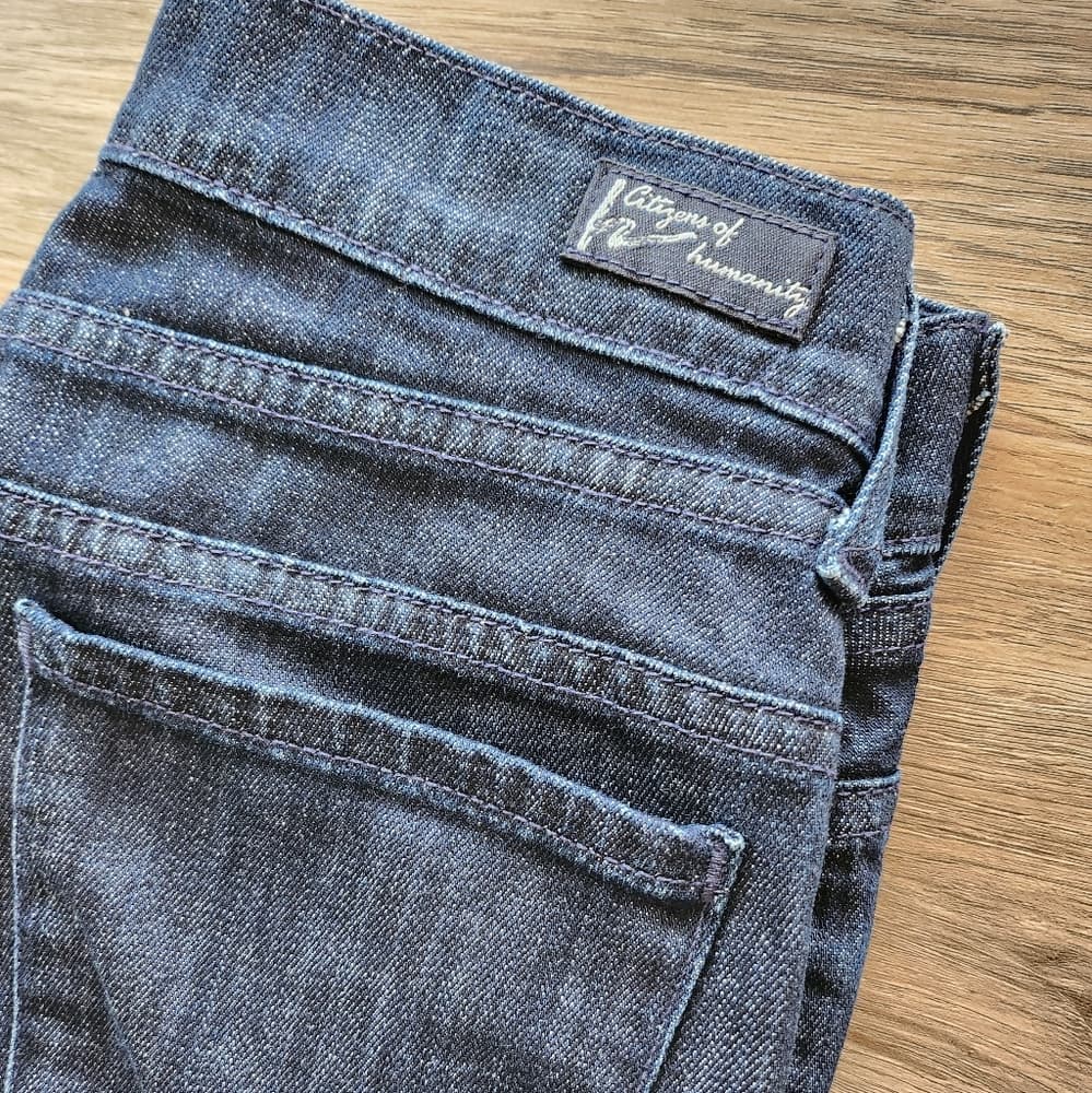 Citizens of Humanity Stretch High Rise Wide Leg Dark Denim Jeans - Thumbnail 3