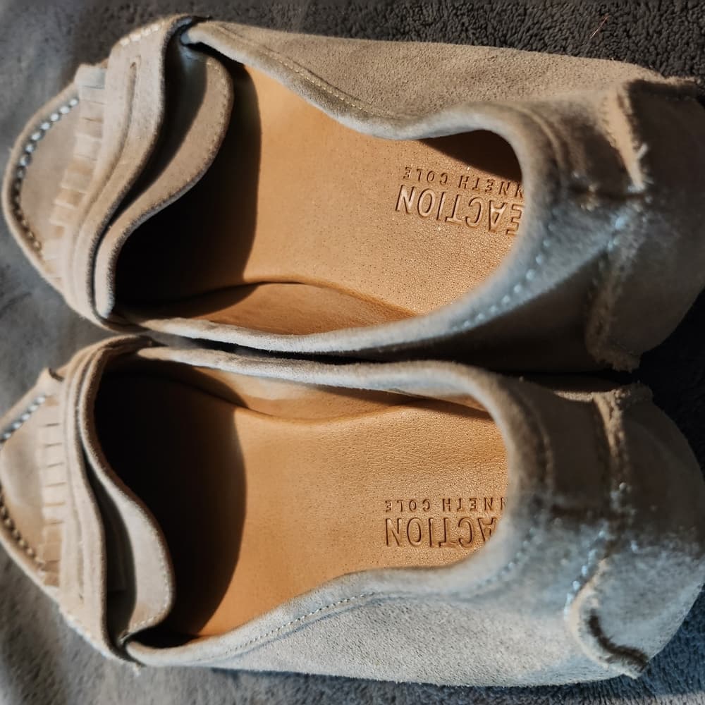 Reaction Kenneth Cole Grey Suede Leather Loafers with Fringe Detail Bare-ing - Thumbnail 8