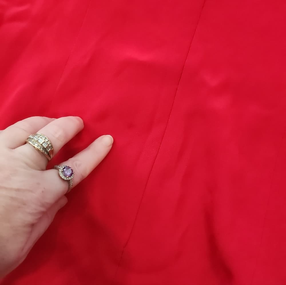 Vintage Niteline Red Silk Evening Formal Long Sleeve Cocktail Dress - Thumbnail 15