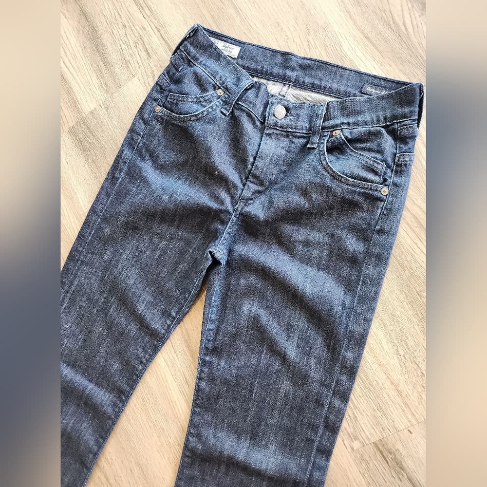 Citizens of Humanity Stretch High Rise Wide Leg Dark Denim Jeans - Thumbnail 4
