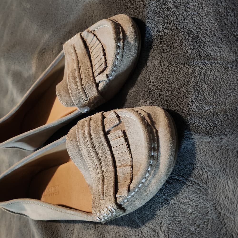 Reaction Kenneth Cole Grey Suede Leather Loafers with Fringe Detail Bare-ing - Thumbnail 9