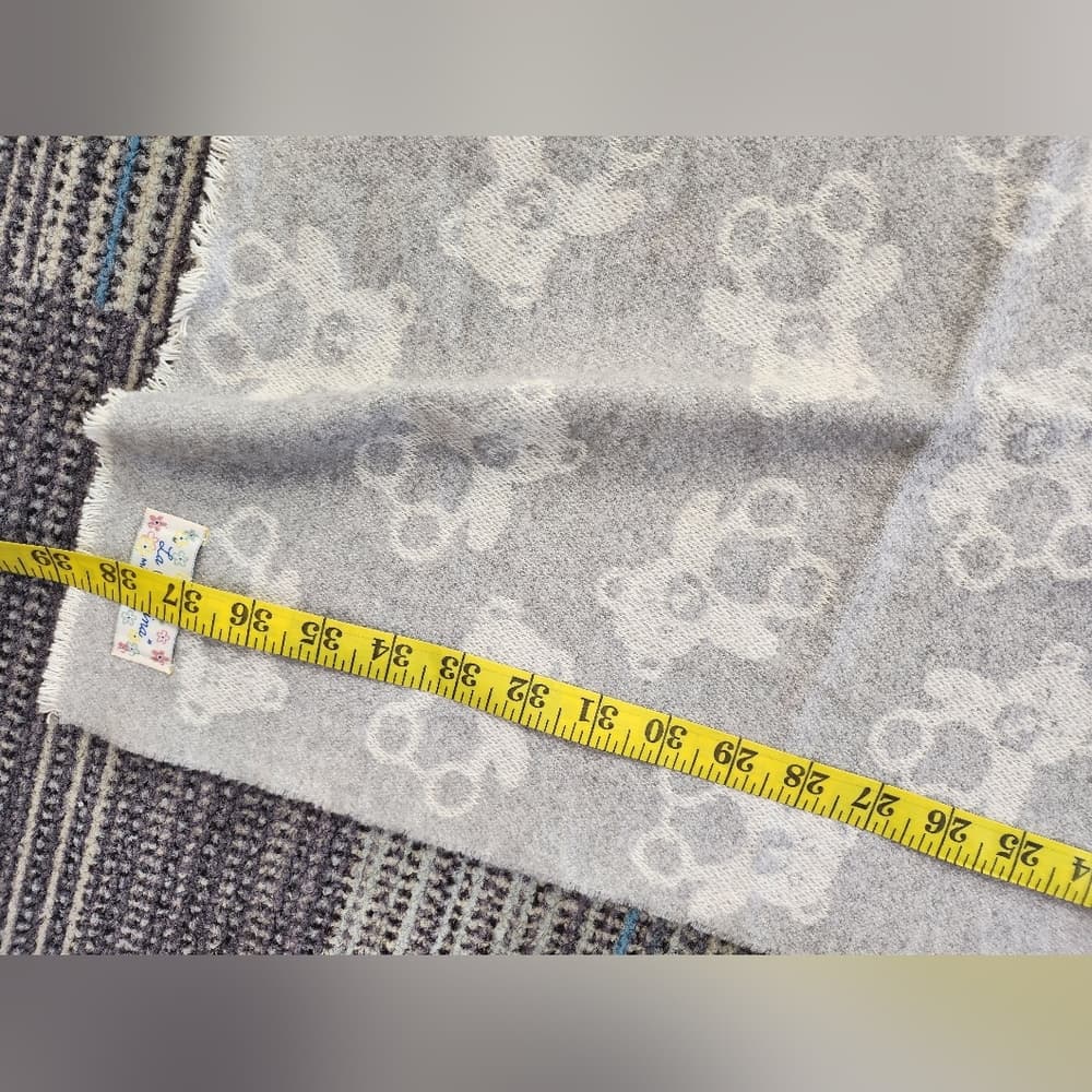 La Copertina Gray and Cream Teddy Bear Baby Blanket Made In Italy - Thumbnail 6