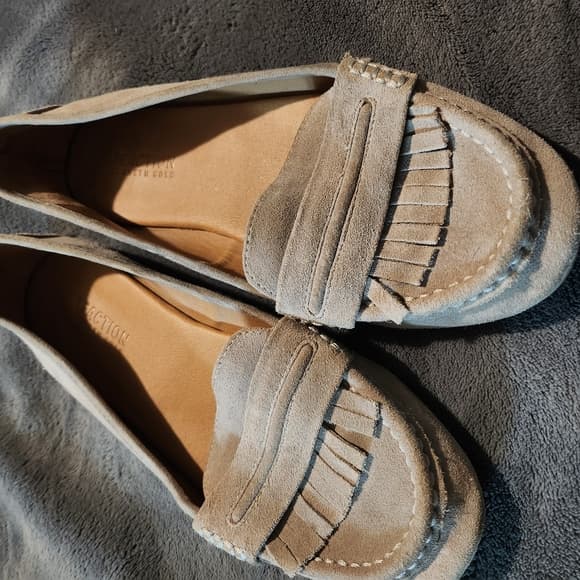 Reaction Kenneth Cole Grey Suede Leather Loafers with Fringe Detail Bare-ing - Thumbnail 11