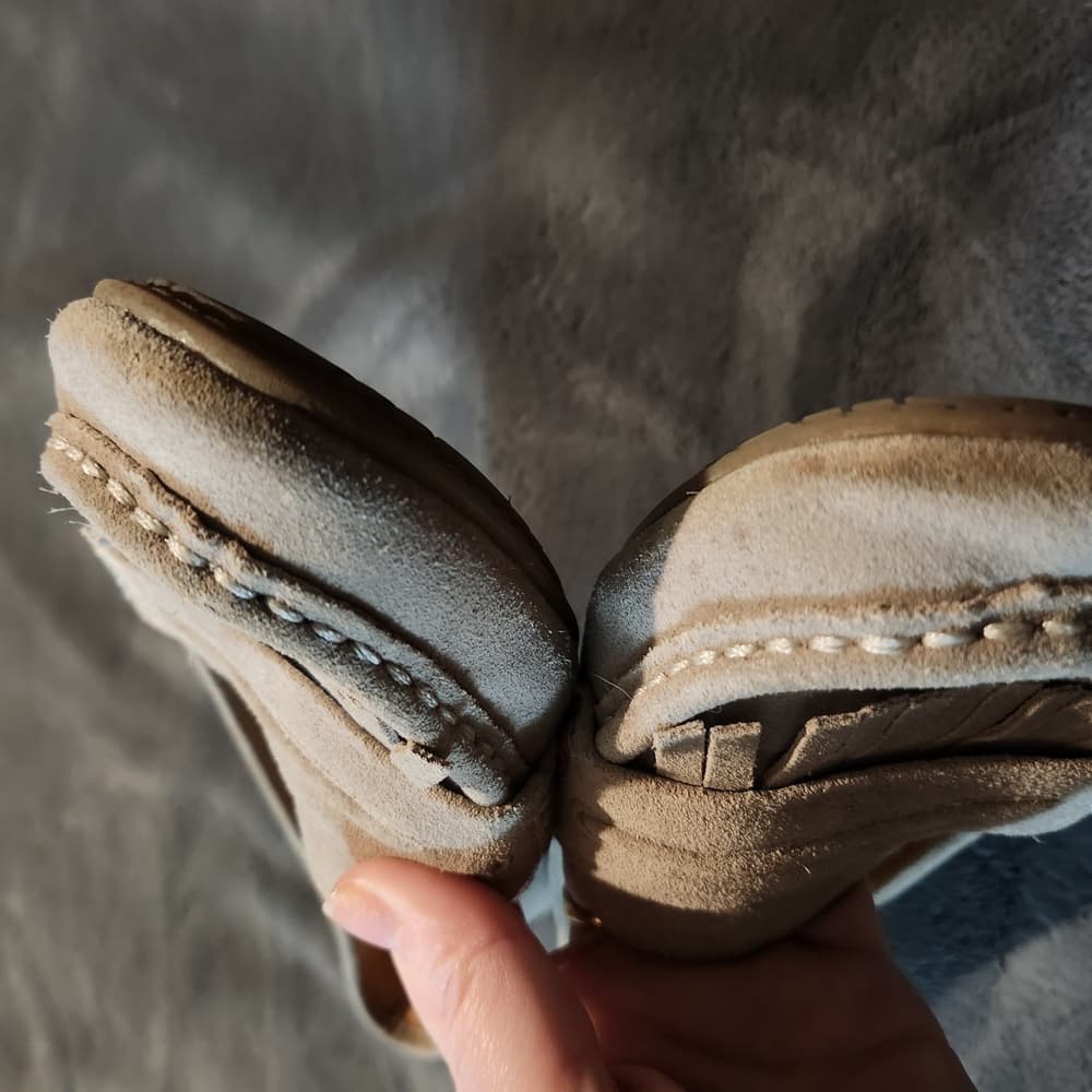 Reaction Kenneth Cole Grey Suede Leather Loafers with Fringe Detail Bare-ing - Thumbnail 2