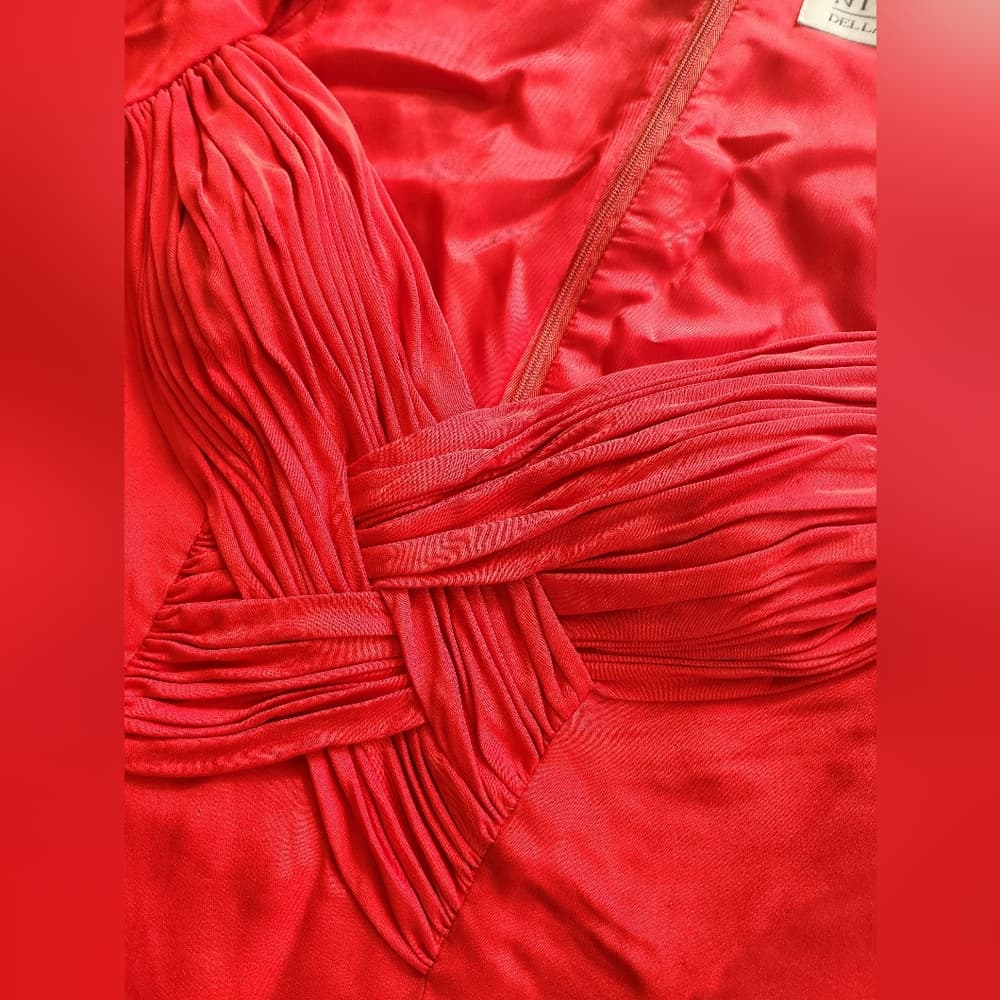 Vintage Niteline Red Silk Evening Formal Long Sleeve Cocktail Dress - Thumbnail 12