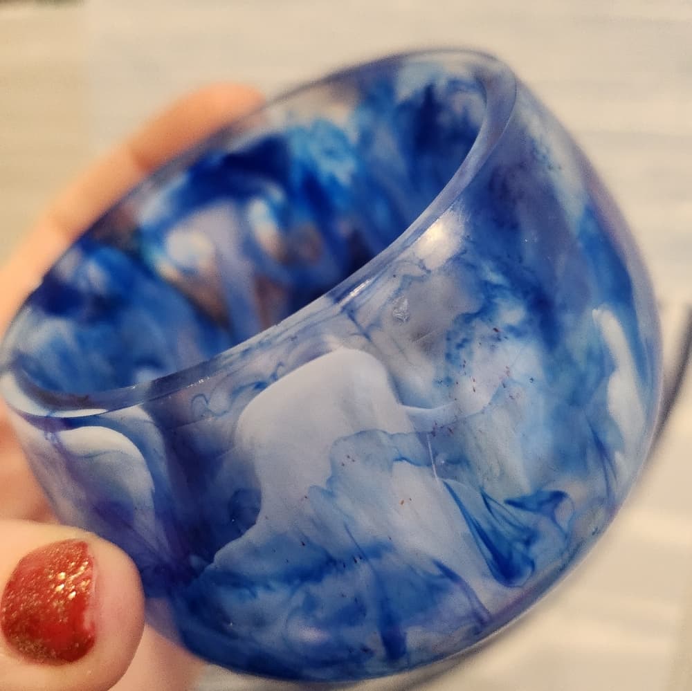 Purple and Blue White Swirl Retro Mushroom Storage Jar Trinket Bowl vanity decor - Thumbnail 2