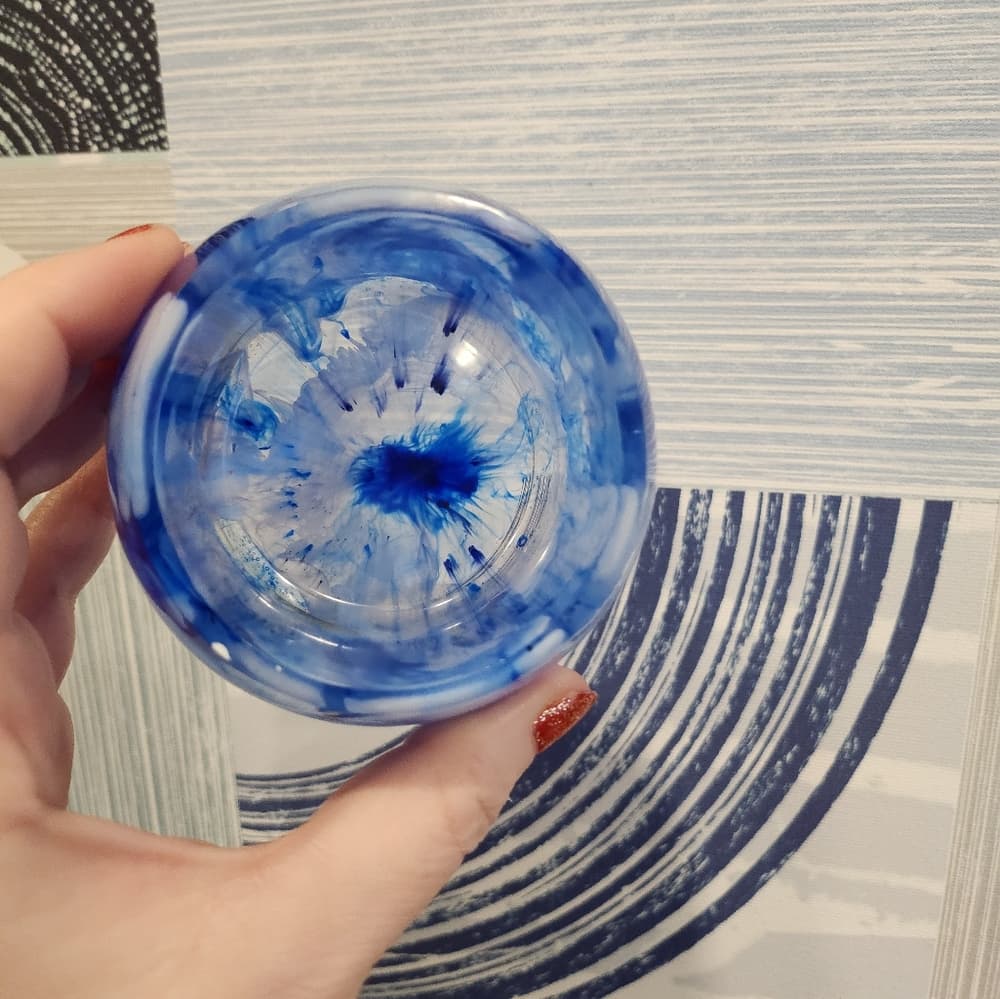 Purple and Blue White Swirl Retro Mushroom Storage Jar Trinket Bowl vanity decor - Thumbnail 7