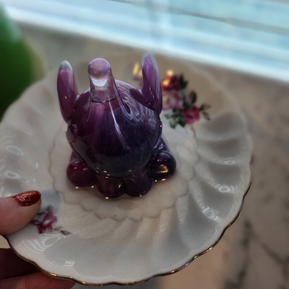 Upcycled Vintage Tea Cup Saucer With Resin Elephant Ring Holder Trinket Dish - Thumbnail 5