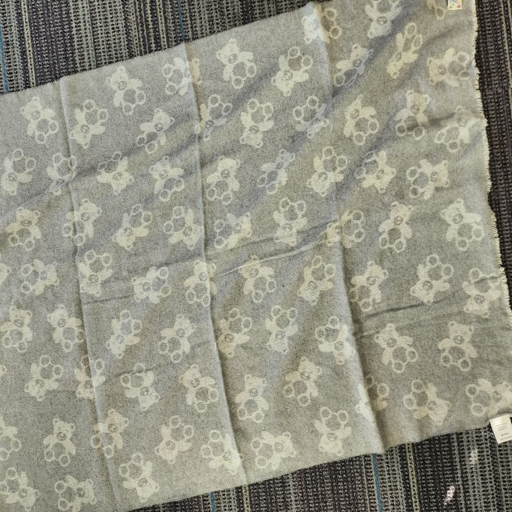 La Copertina Gray and Cream Teddy Bear Baby Blanket Made In Italy - Thumbnail 3
