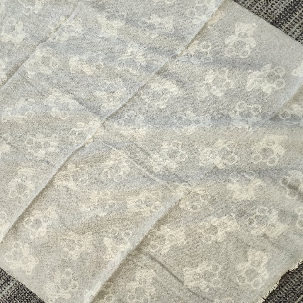 La Copertina Gray and Cream Teddy Bear Baby Blanket Made In Italy - Thumbnail 4
