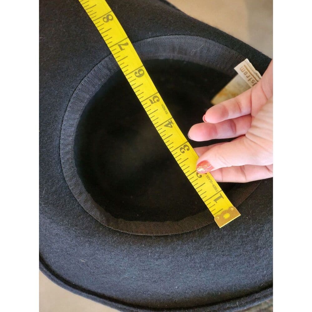 NORDSTROM Vintage 80s Made in Italy 100% Wool Black Fedora Sun Hat Wide - Thumbnail 7