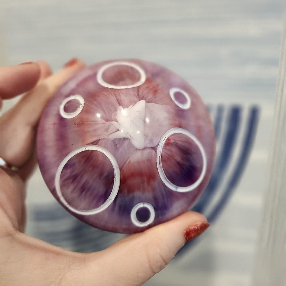 Purple and Blue White Swirl Retro Mushroom Storage Jar Trinket Bowl vanity decor