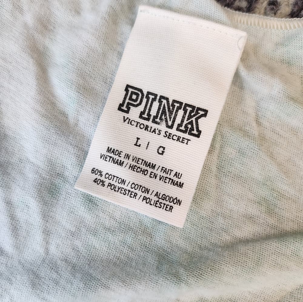 PINK Fringed Tank Top Semi Sheer Tie Dye Turquoise and White - Thumbnail 2