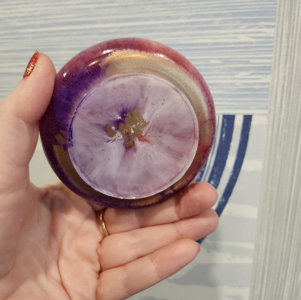 Purple and Blue White Swirl Retro Mushroom Storage Jar Trinket Bowl vanity decor - Thumbnail 6