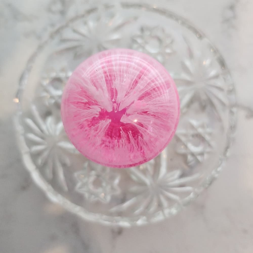 Vintage Glass with Pink Resin Mushroom Jewelry Holder Trinket Dish - Thumbnail 2