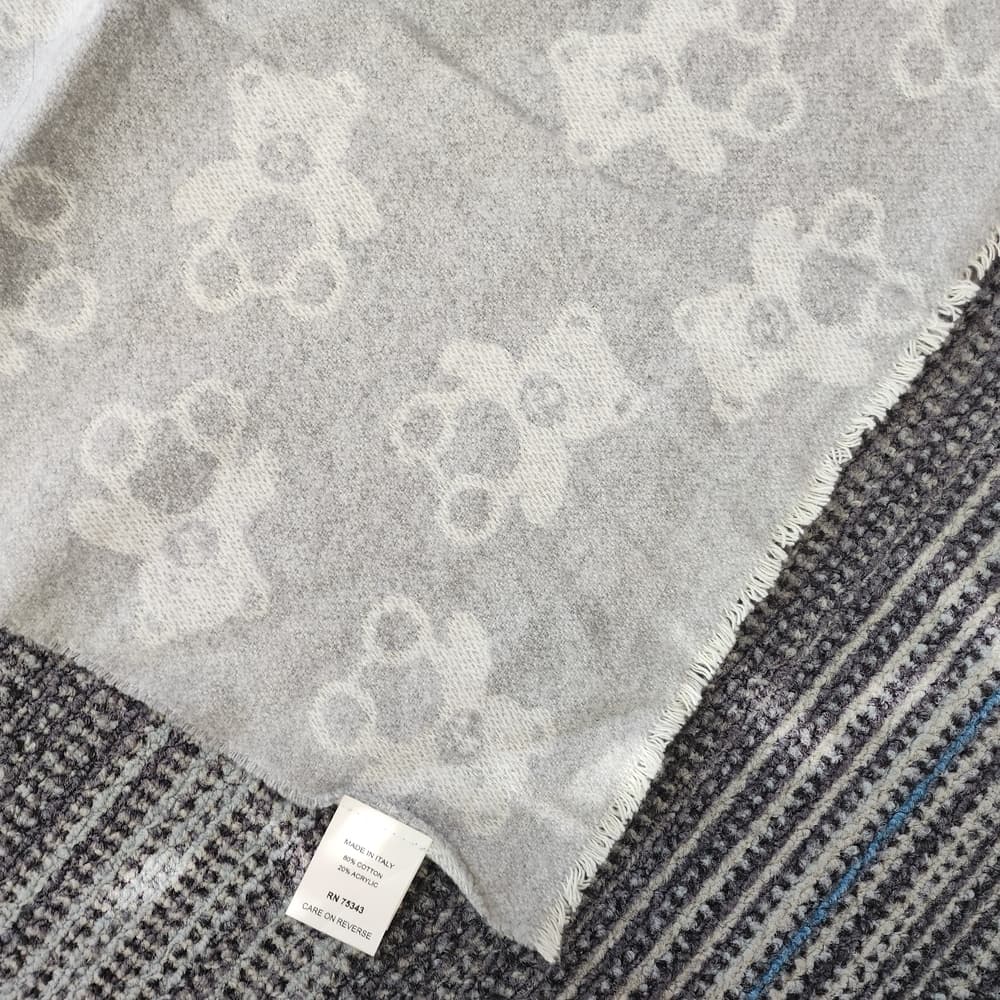 La Copertina Gray and Cream Teddy Bear Baby Blanket Made In Italy - Thumbnail 5