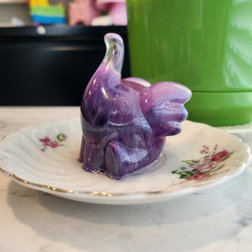 Upcycled Vintage Tea Cup Saucer With Resin Elephant Ring Holder Trinket Dish - Thumbnail 6