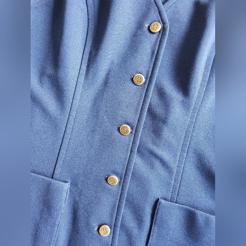 Vintage Mod 60s Blue Tailored Button Down Sleeveless Vest with Pockets s/m - Thumbnail 2