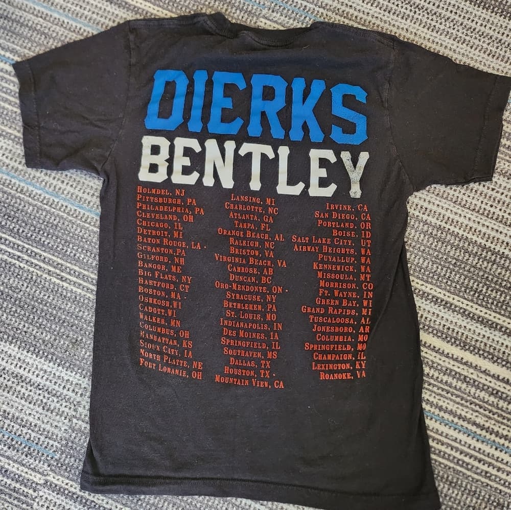 Dierks Bently Concert Tour Band Tee Black American Flag Shirt