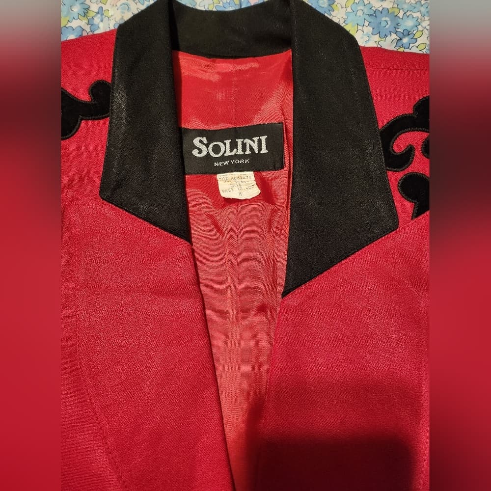Vintage Red and Black Solini New York 80s Blazer Made in USA - Thumbnail 5