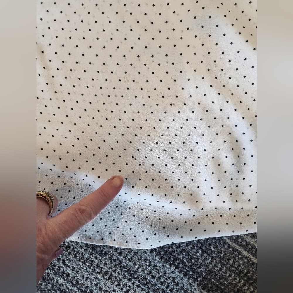 Philosophy White and Black Polkadot Short Sleeve Blouse - Thumbnail 7