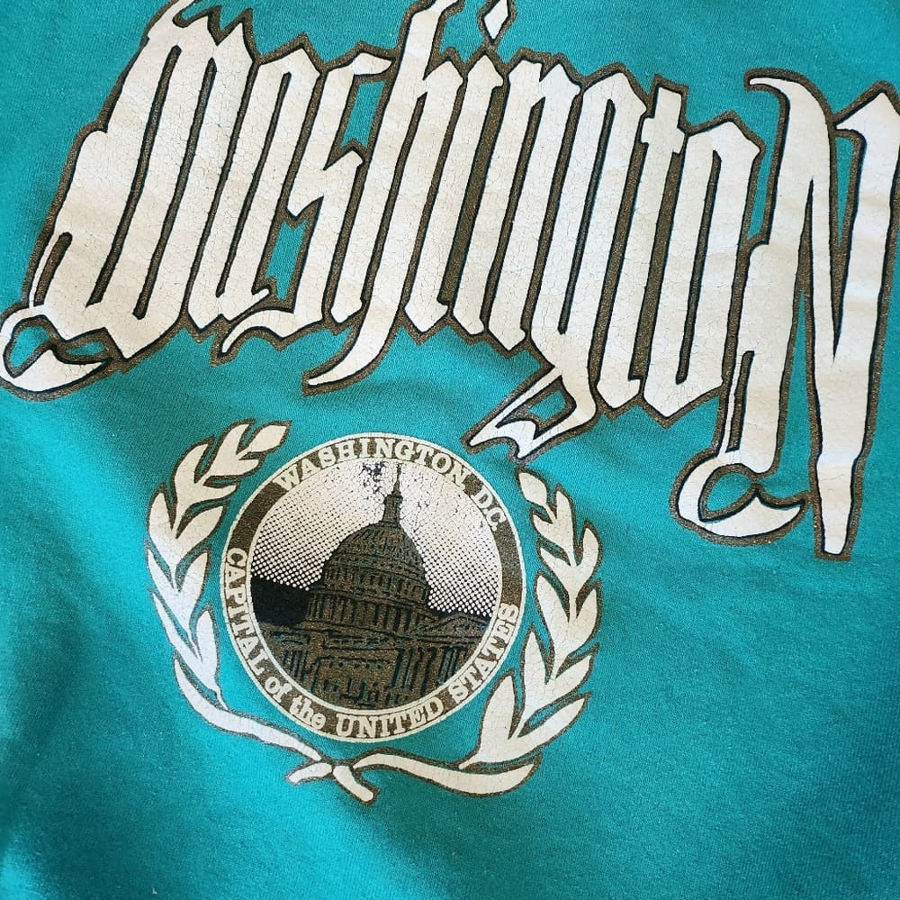 Vintage Unisex 1990s Green Washington Pullover Sweatshirt - Thumbnail 2